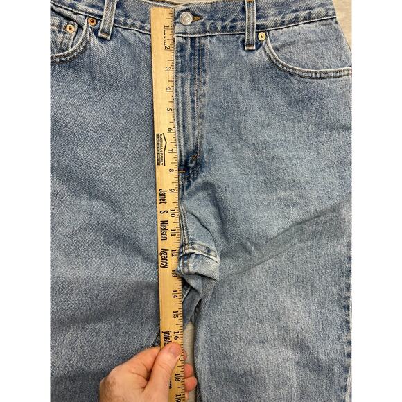 VTG LEVIS 550 Women’s Relaxed Fit Tapered Jeans Sz 14 Reg M Light Wash Made USA - Picture 9 of 12